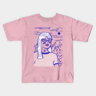 Girl with  cat glasses Kids T-Shirt